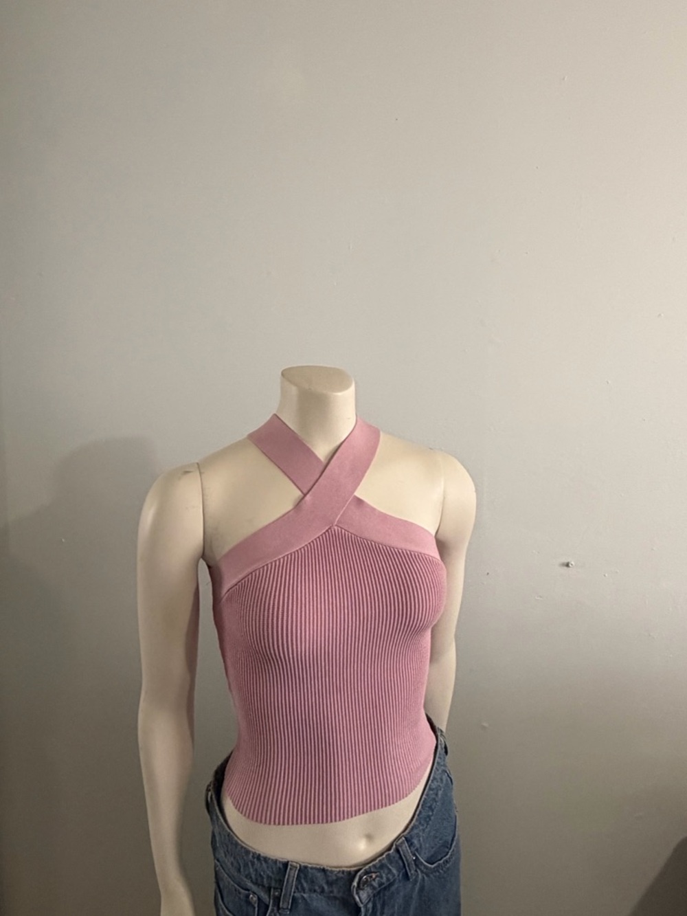 Babaton Aritzia Sculpt Knit Cross-Neck Tank Top - Dusty Pink